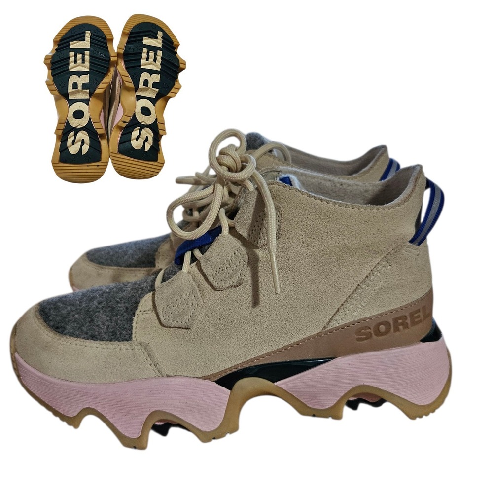 SOREL Womens Kinetic Impact Caribou Waterproof Boots US 7 Pink Beige 20586711657